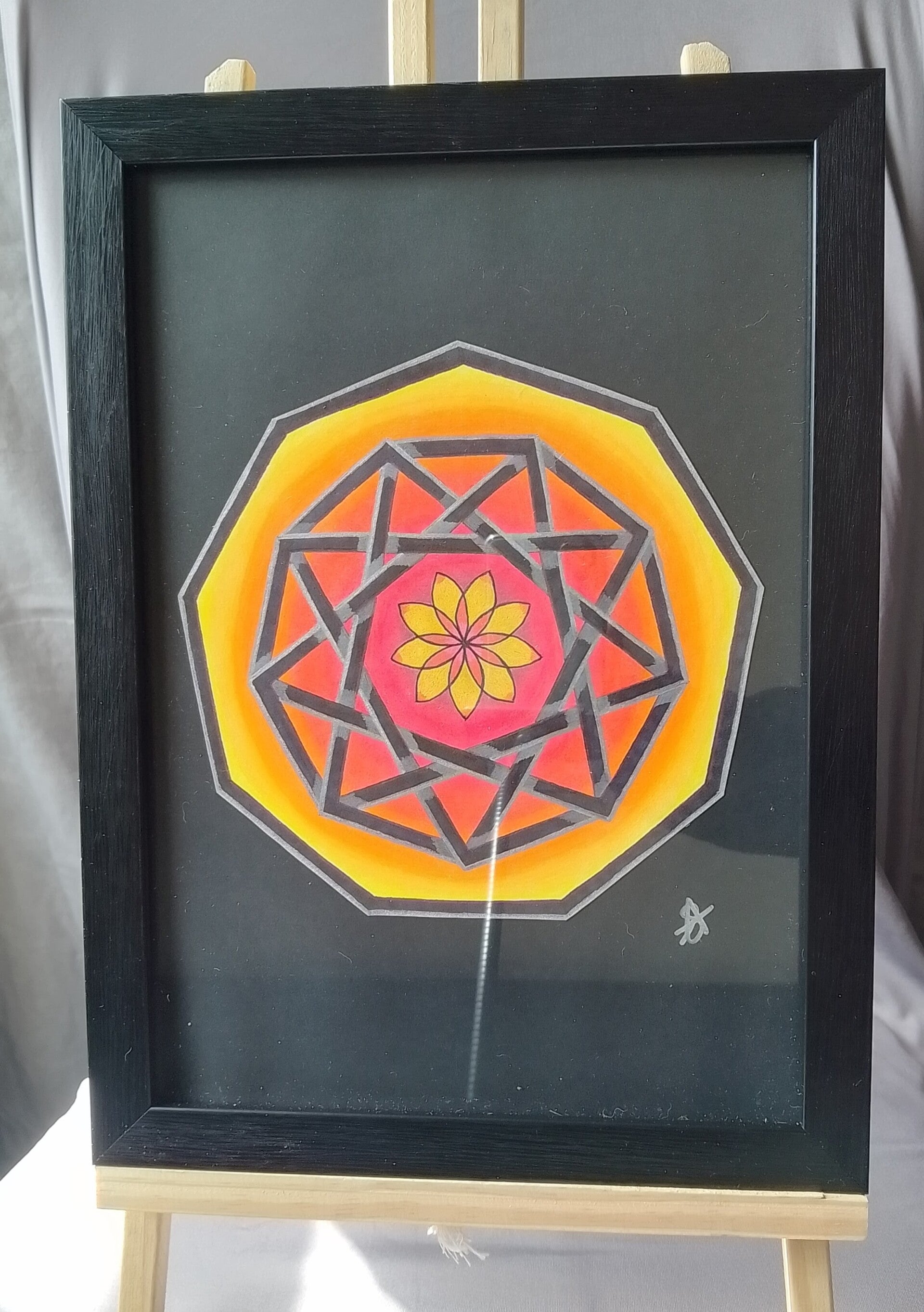 A4 Art Piece - FRAMED - Fire Flower