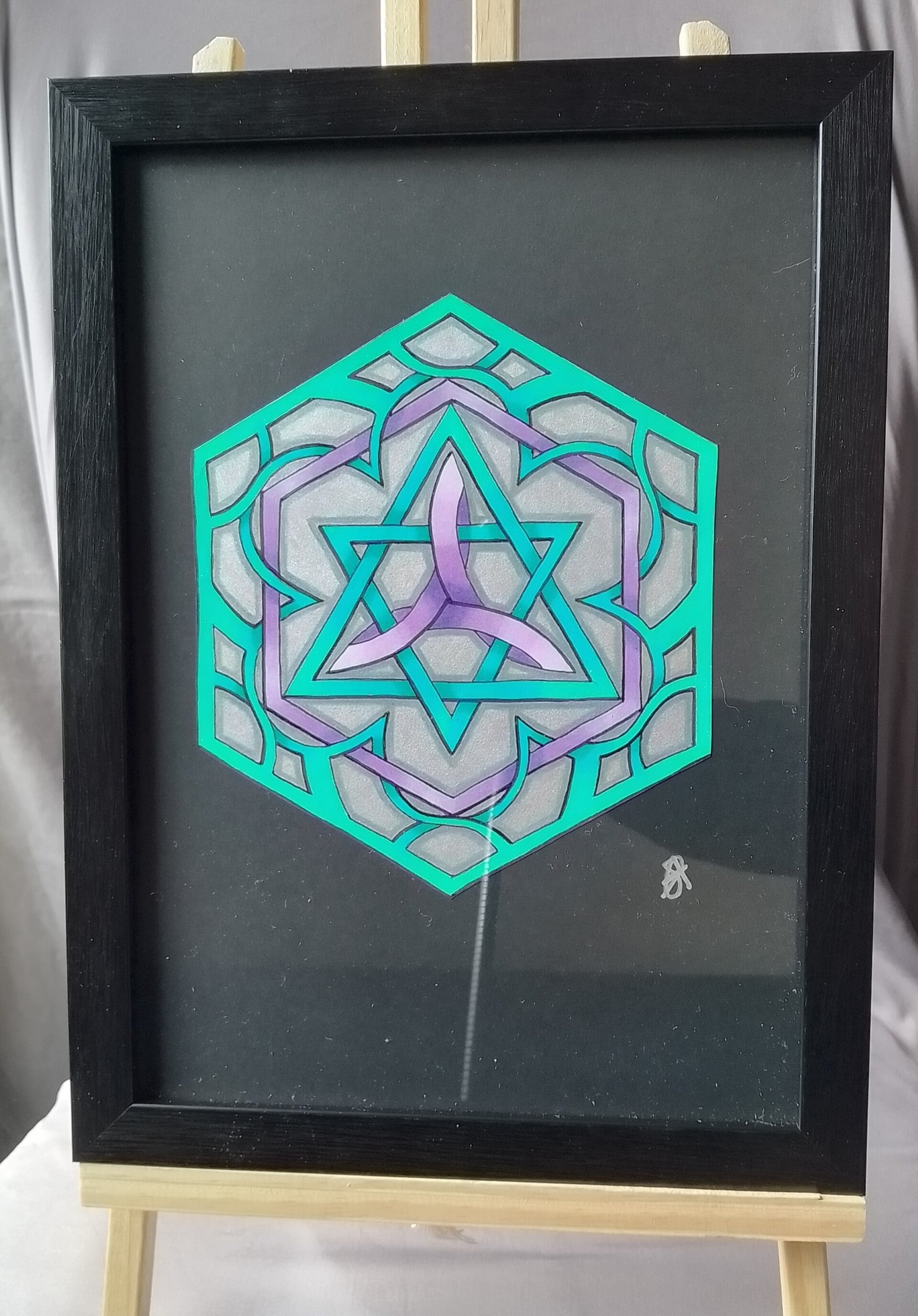A4 Art Piece - FRAMED - Triquetra Galaxy