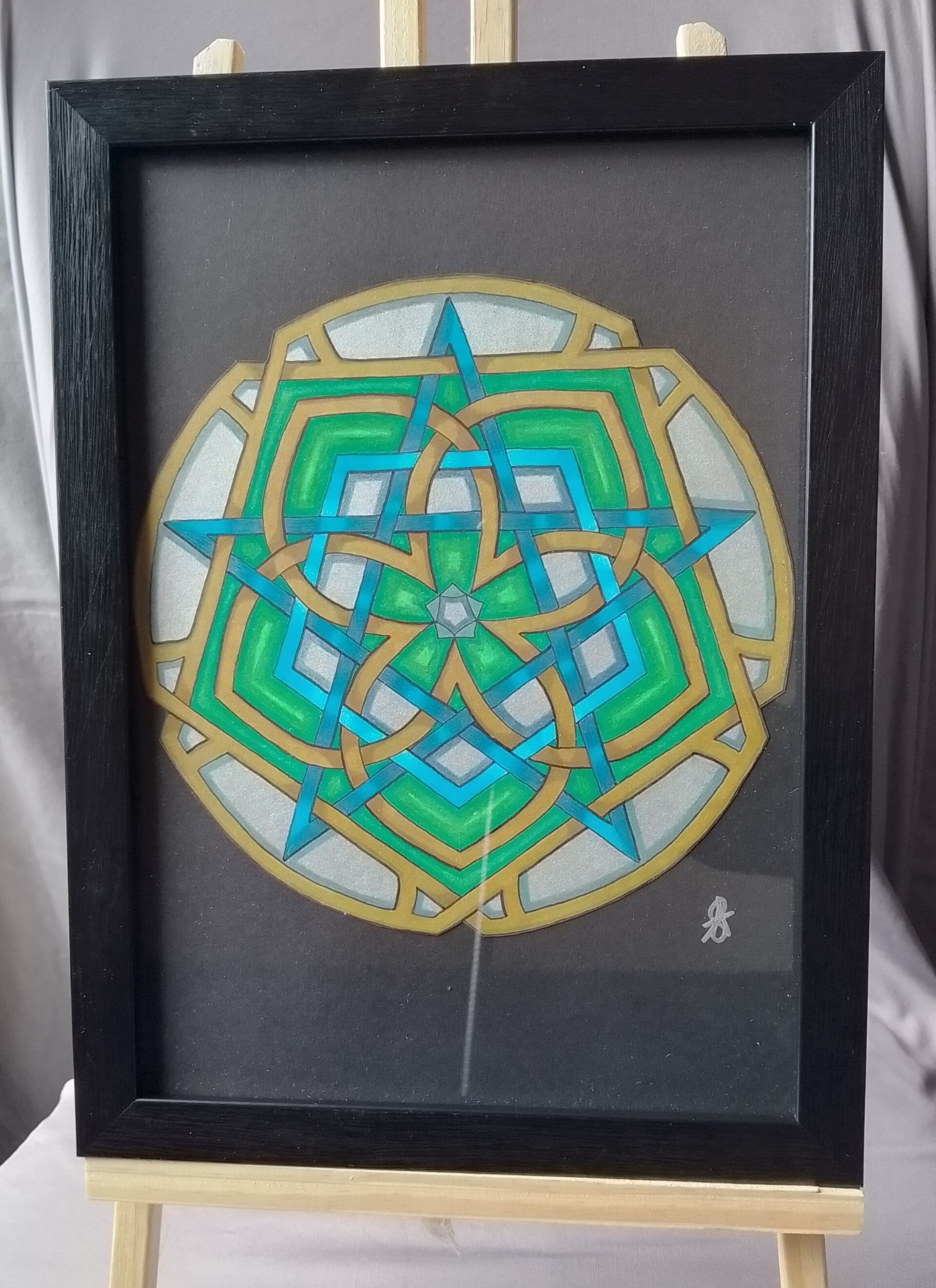 A4 Art Piece - FRAMED - Space Flower of Five