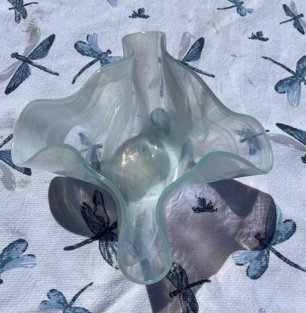 Blue shimmer glass bowl