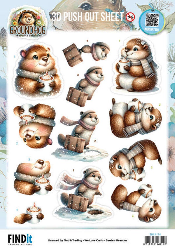 3D Pushout Sheet - Berries Beauties - Groundhog - Winter Bliss