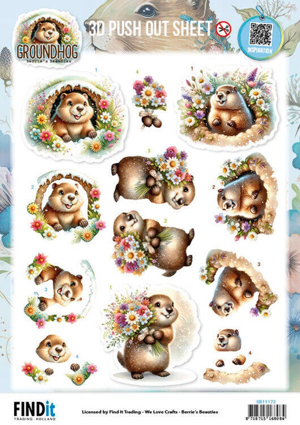 3D Pushout Sheet - Berries Beauties - Groundhog - Spring Moments