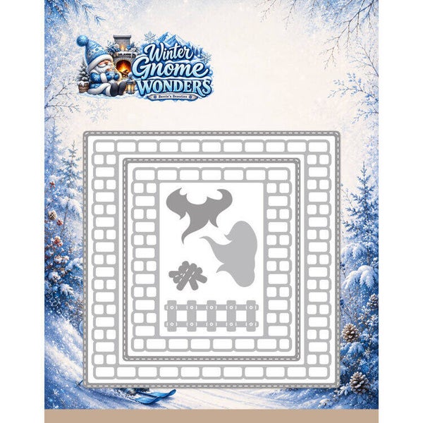 Berries Beauties - Winter Gnome Wonders - Fireside Brick Frame