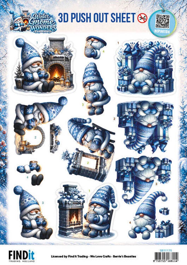 3D Pushout Sheet - Berries Beauties - Winter Gnome Wonders - Winter Comforts