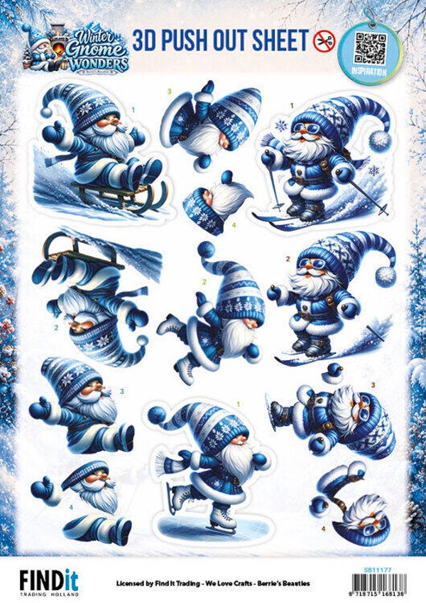3D Pushout Sheet - Berries Beauties - Winter Gnome Wonders - Winter Fun