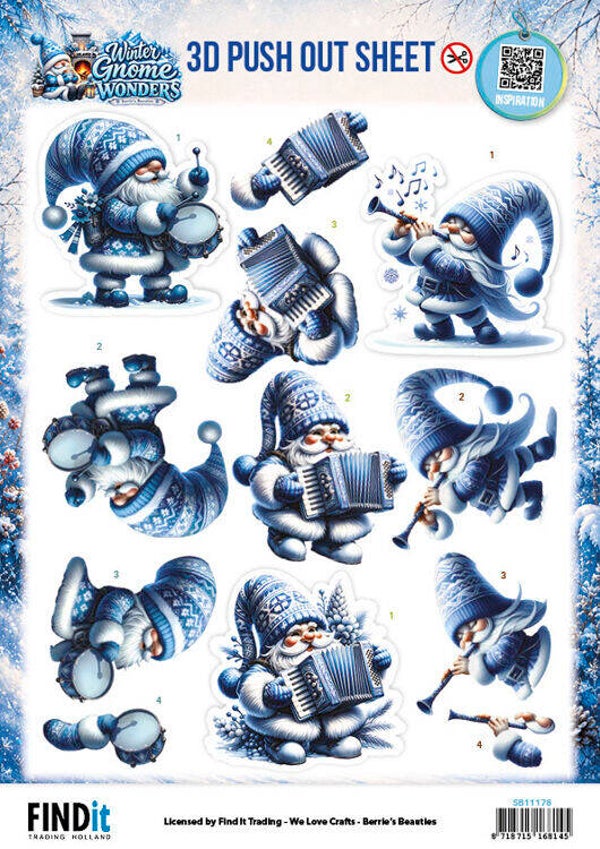 3D Pushout Sheet - Berries Beauties - Winter Gnome Wonders - Frozen Harmonies