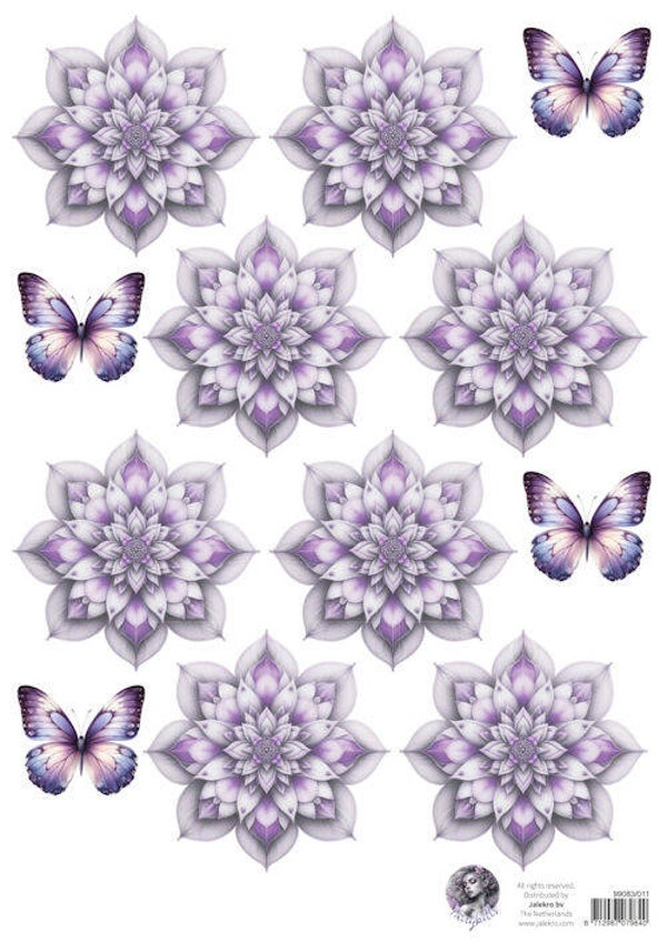 Fairybells combi knipvel voor pop-up en decoupage - lila A     99083/011