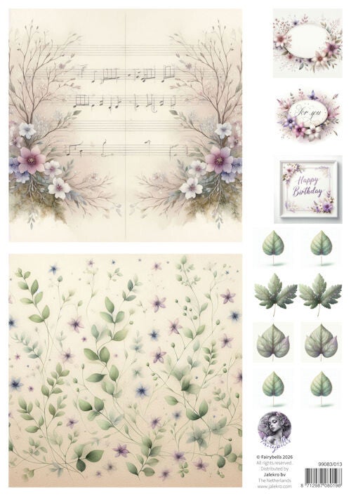 Fairybells combi knipvel voor pop-up en decoupage - lila C     99083/013