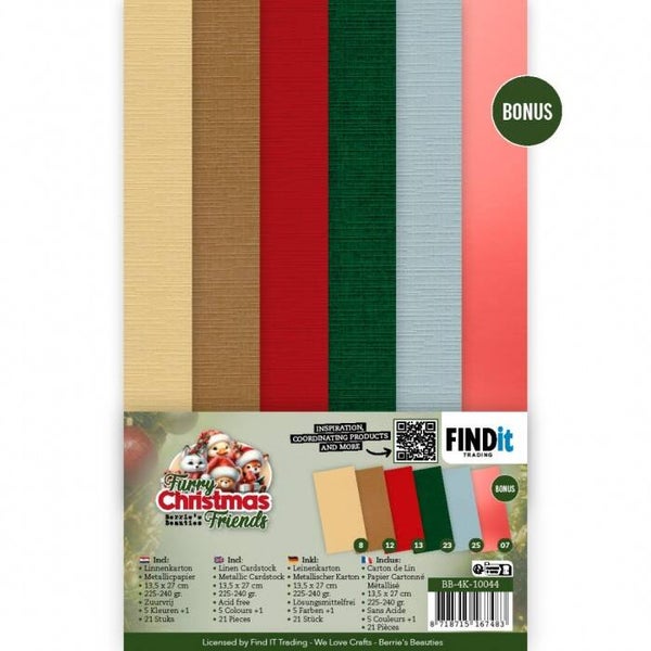 Linen Cardstock Pack - Berries Beauties - Furry Christmas Friends - 4K     BB-4K-10044