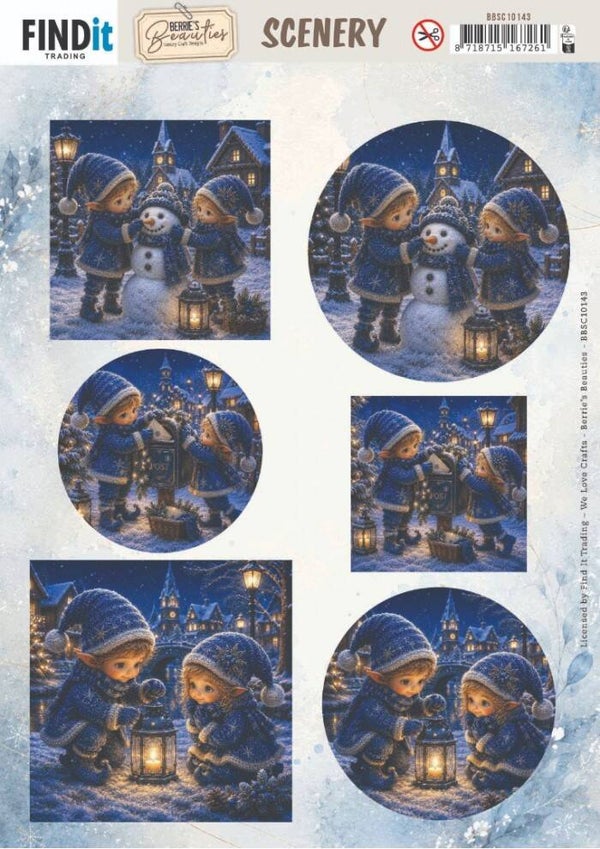 Scenery Push out - Berries Beauties - Blue Christmas Elfs 1     BBSC10143