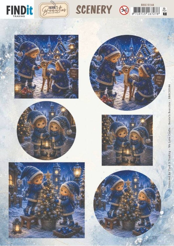 Scenery Push out - Berries Beauties - Blue Christmas Elfs 2     BBSC10144