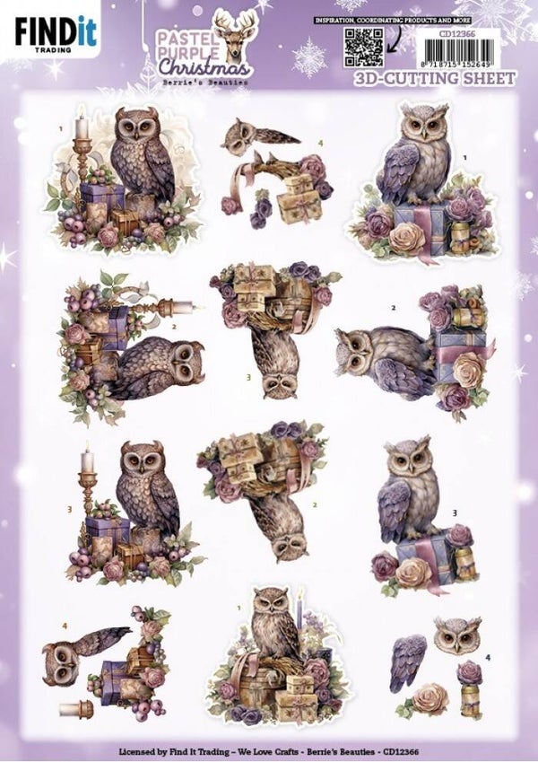 Berries Beauties - Pastel Purple Christmas - Owl     CD12366