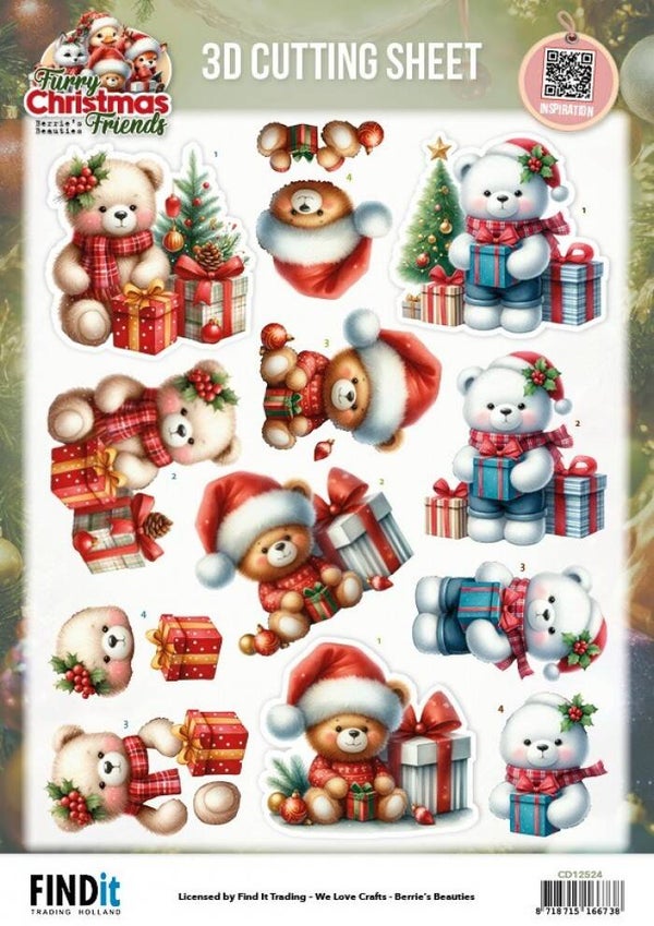 Berries Beauties - Furry Christmas Friends - Christmas Bear     CD12524