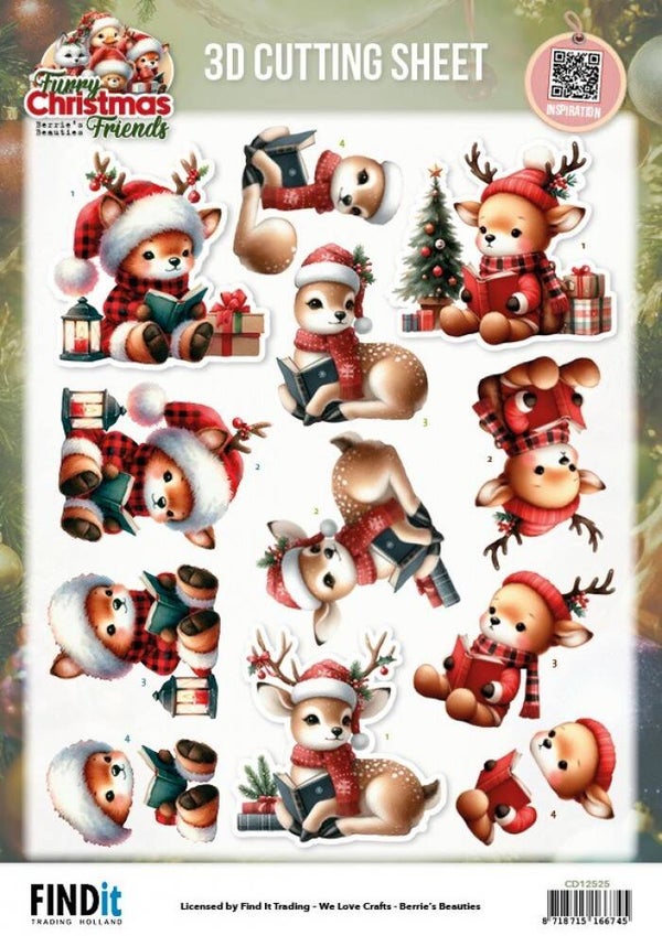 Berries Beauties - Furry Christmas Friends - Christmas Deer     CD12525