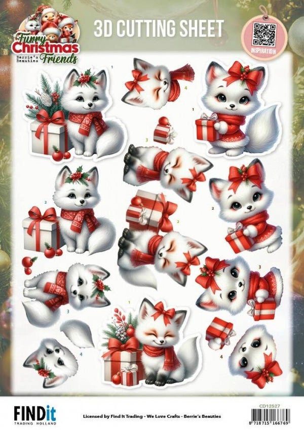Berries Beauties - Furry Christmas Friends - Christmas White Fox     CD12527