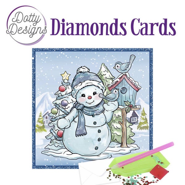 Dotty Designs Diamond Cards - Snowman with Birds   DDDC1049