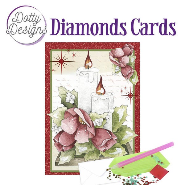 Dotty Designs Diamond Cards - Candles and Red Flowers   DDDC1052