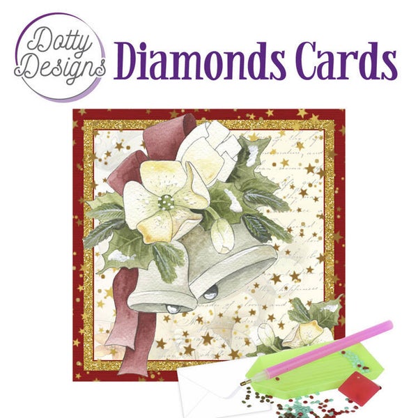 Dotty Designs Diamond Cards - Christmas Bells with White Flowers   DDDC1054