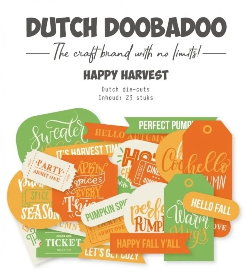 Dutch Doobadoo Dutch Die-Cuts Happy Harvest Sentiments (474.007.043)