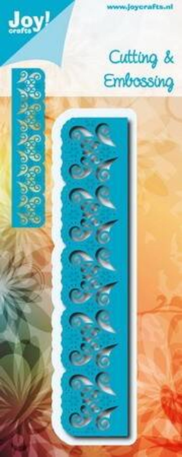 Joy! stencil blauwe randmal met snijwerk en bloemen - 6002/0698
