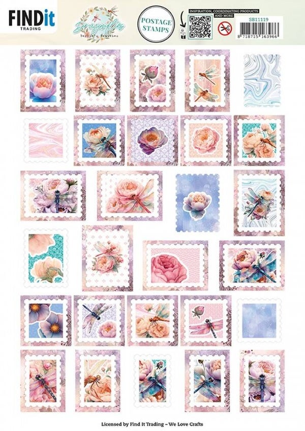 Berries Beauties - Dragonflies - Push Out Postage Stamp    SB11119
