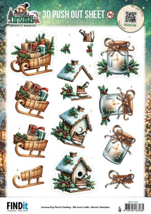 3D Pushout Sheet - Berries Beauties - Good Old Christmas - Variety     SB11163