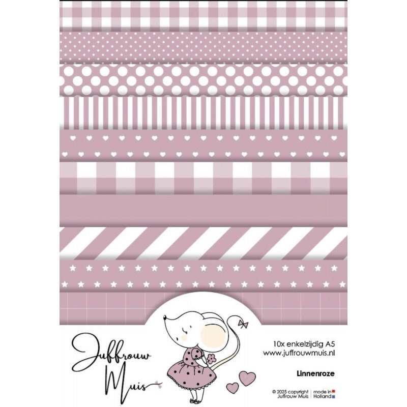 Juffrouw muis Tiny Cardstock Linnenroze