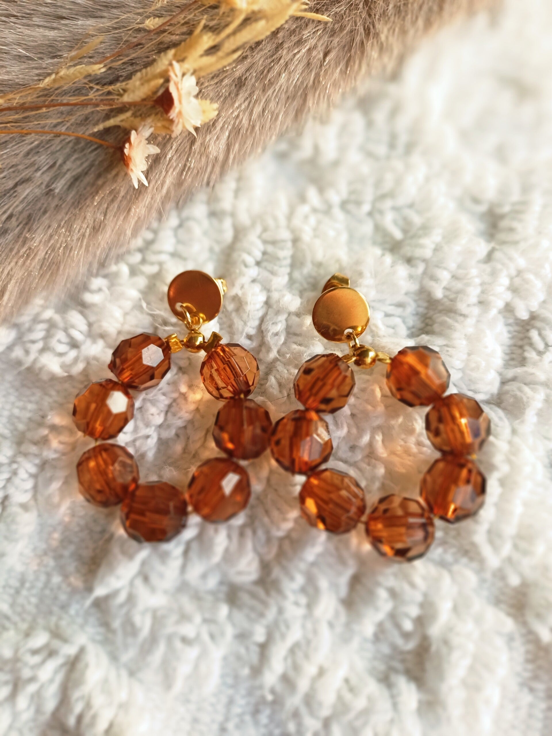 Oorbellen "stralend" bruin