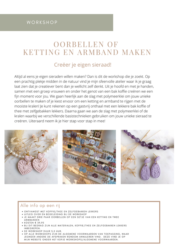 Workshop sieraden maken. Dinsdagavond 29-09-2026