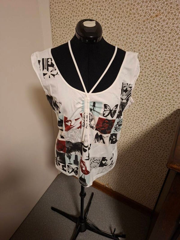Green ICE dames top XXL wit met collageprint en vlinders