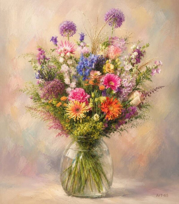Afm. 40x60x2cm Canvas Bloemstuk met Vaas 1