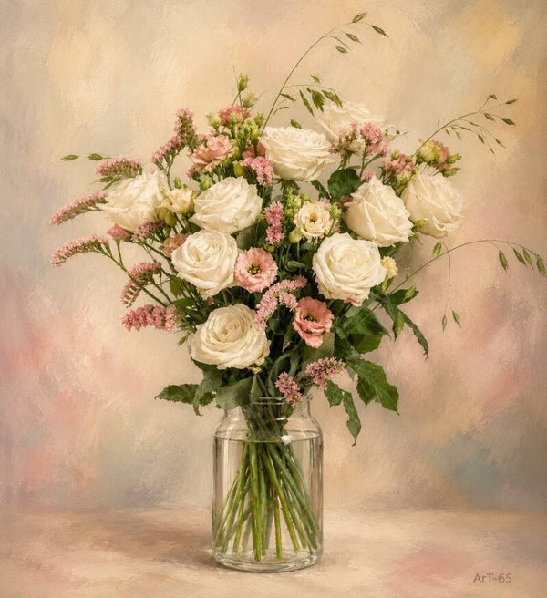 Afm. 40x60x2cm Canvas Bloemstuk met Vaas 2