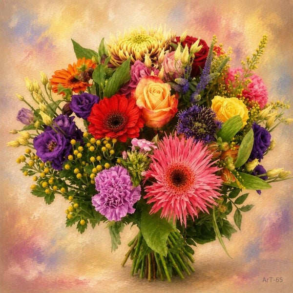 Afm. 40x60x2cm Canvas Bloemstuk met Vaas 9
