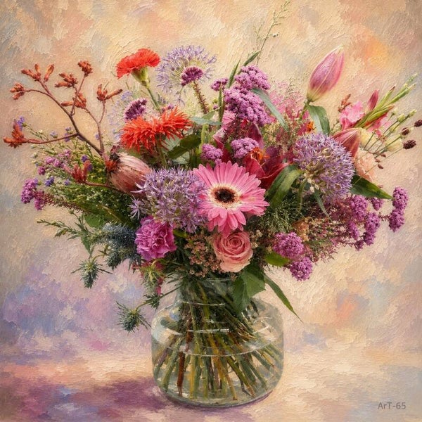 Afm. 40x60x2cm Canvas Bloemstuk met Vaas 10