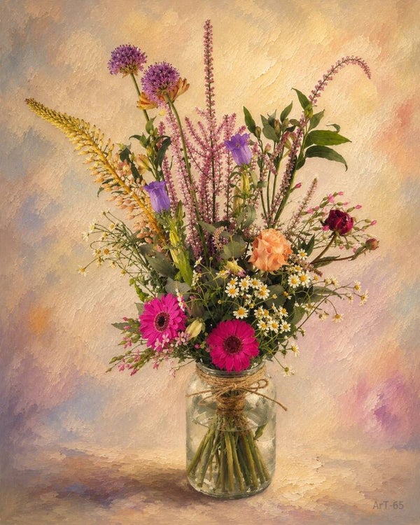 Afm. 40x60x2cm Canvas Bloemstuk met Vaas 11