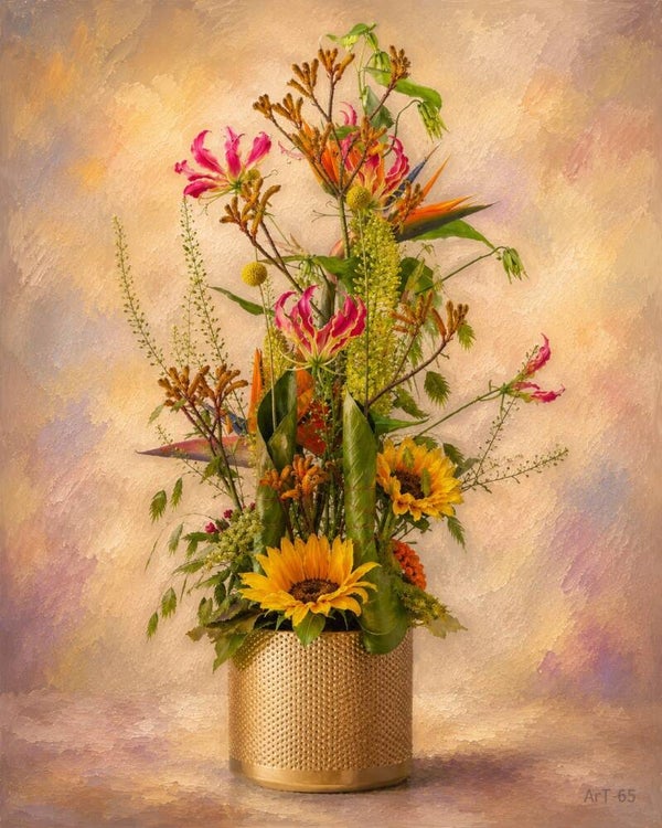 Afm. 40x60x2cm Canvas Bloemstuk met Vaas 12