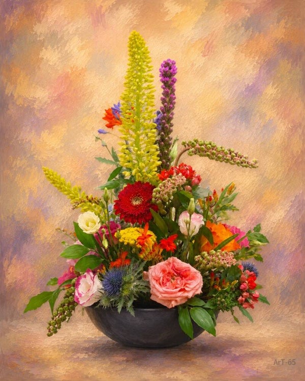 Afm. 40x60x2cm Canvas Bloemstuk met Vaas 13