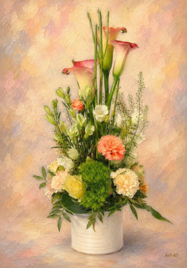 Afm. 40x60x2cm Canvas Bloemstuk met Vaas 15