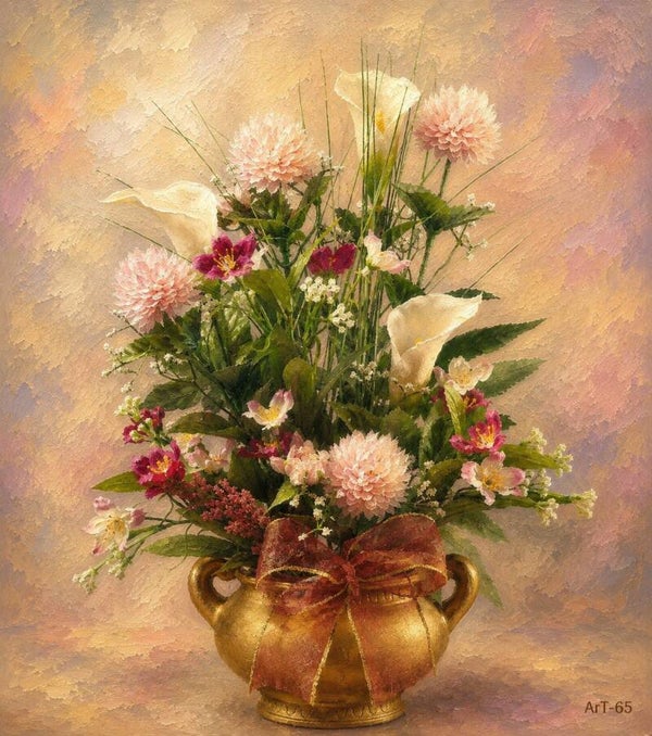 Afm. 40x60x2cm Canvas Bloemstuk met Vaas 17