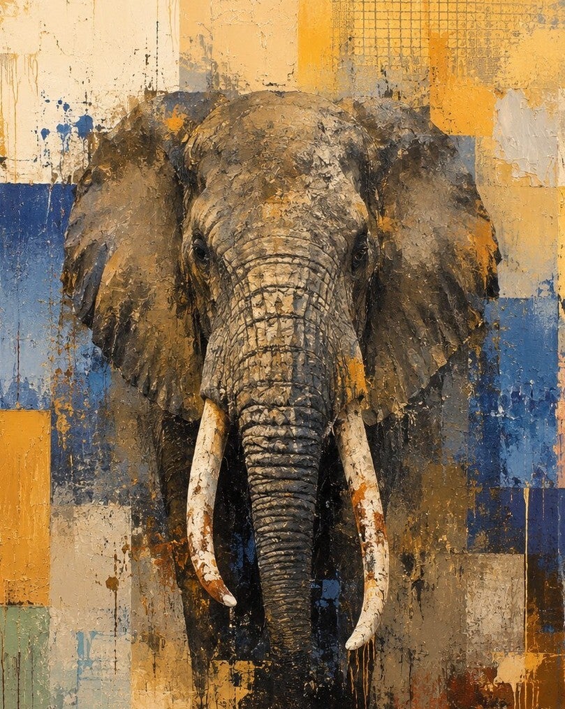 Afm. 40x30 Aluminium Abstract Olifant Front