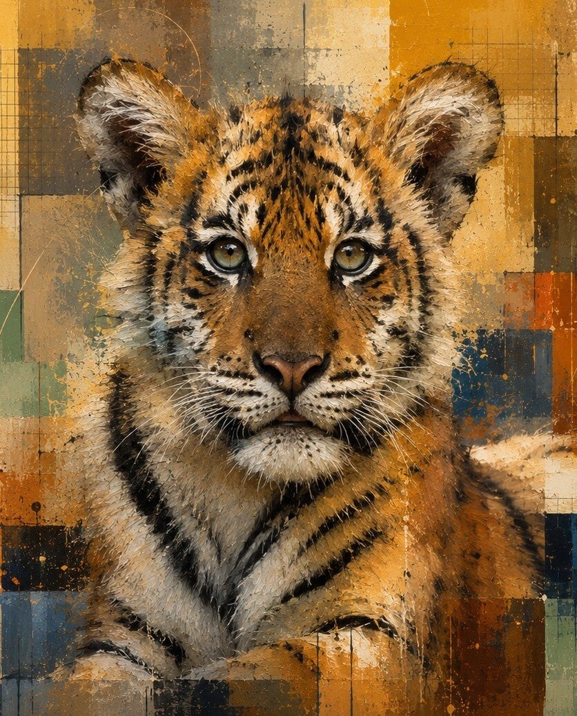 Afm. 40x30 Aluminium Abstract Tijger Front