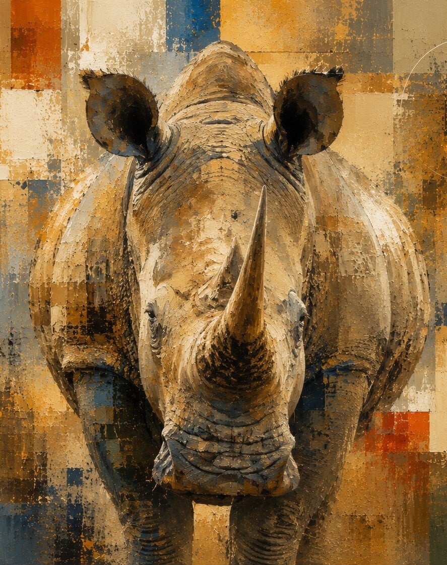 Afm. 40x30 Aluminium Abstract Neushoorn Front
