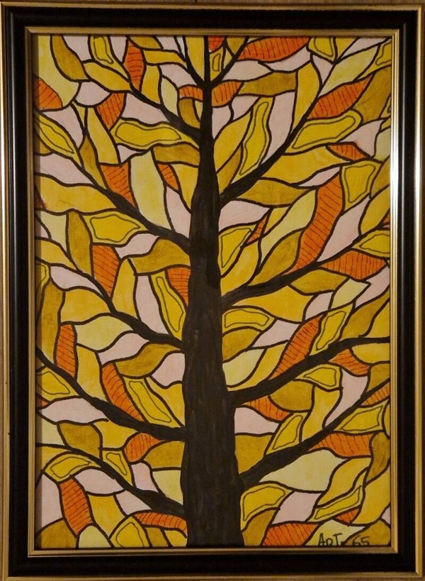 Bomen zwart-kleurrijk rank