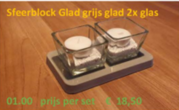 Sfeerblock grijs 2 glazen