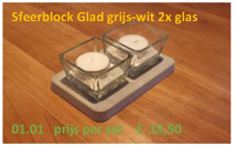 Sfeerblock grijs-wit met 2 glazen