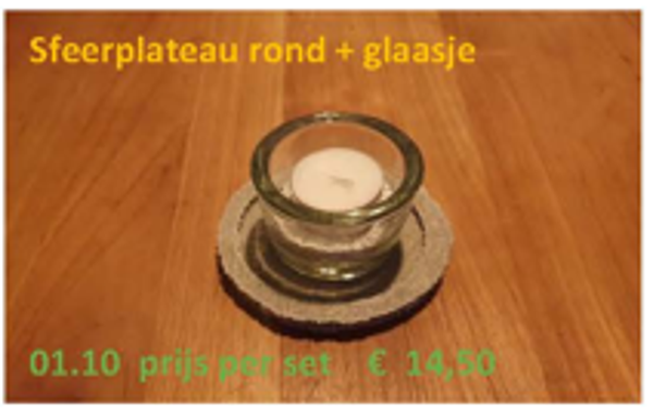 Sfeerplateau rond met glas