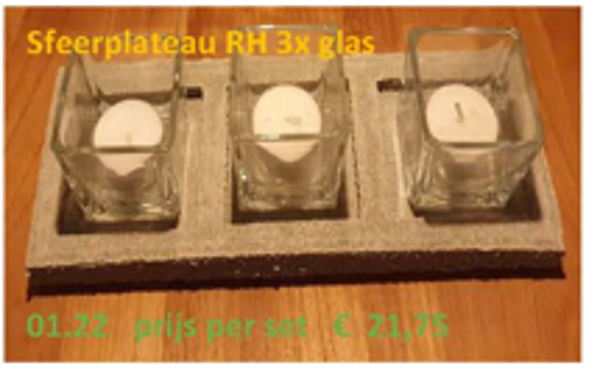 Sfeerplateau met een 3-tal glazen