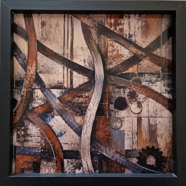 Afm. 33x33x2cm Industrieel Abstract Kromme lijnen