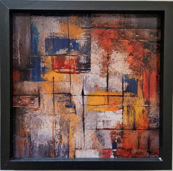 Afm. 33x33x2cm Industrieel Abstract Lijnen en vakken