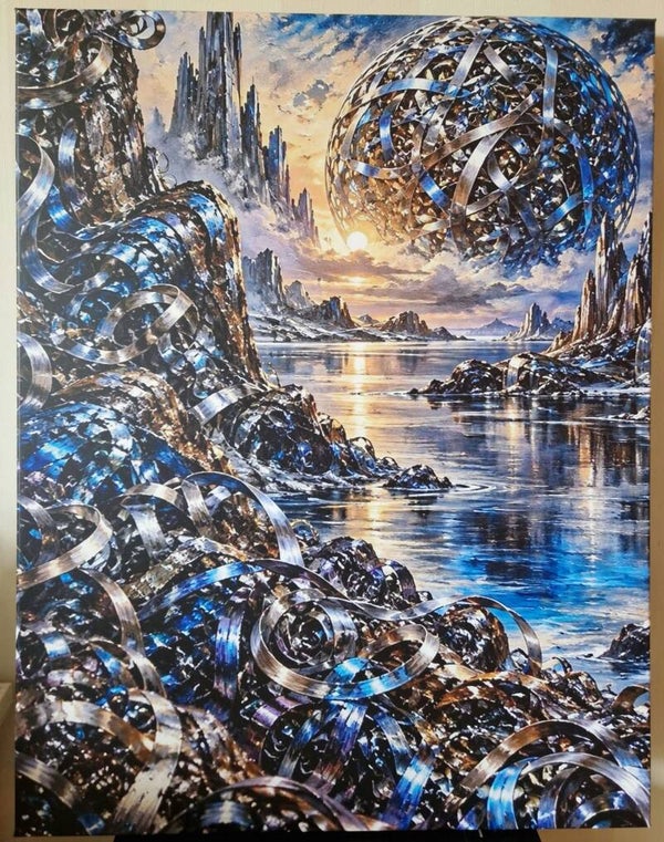 Afm. 60x80x4cm Canvas Surrealistisch Schilfers Blauw